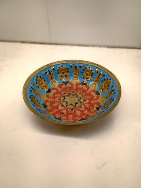 Brass/Enamel Dish - Indian